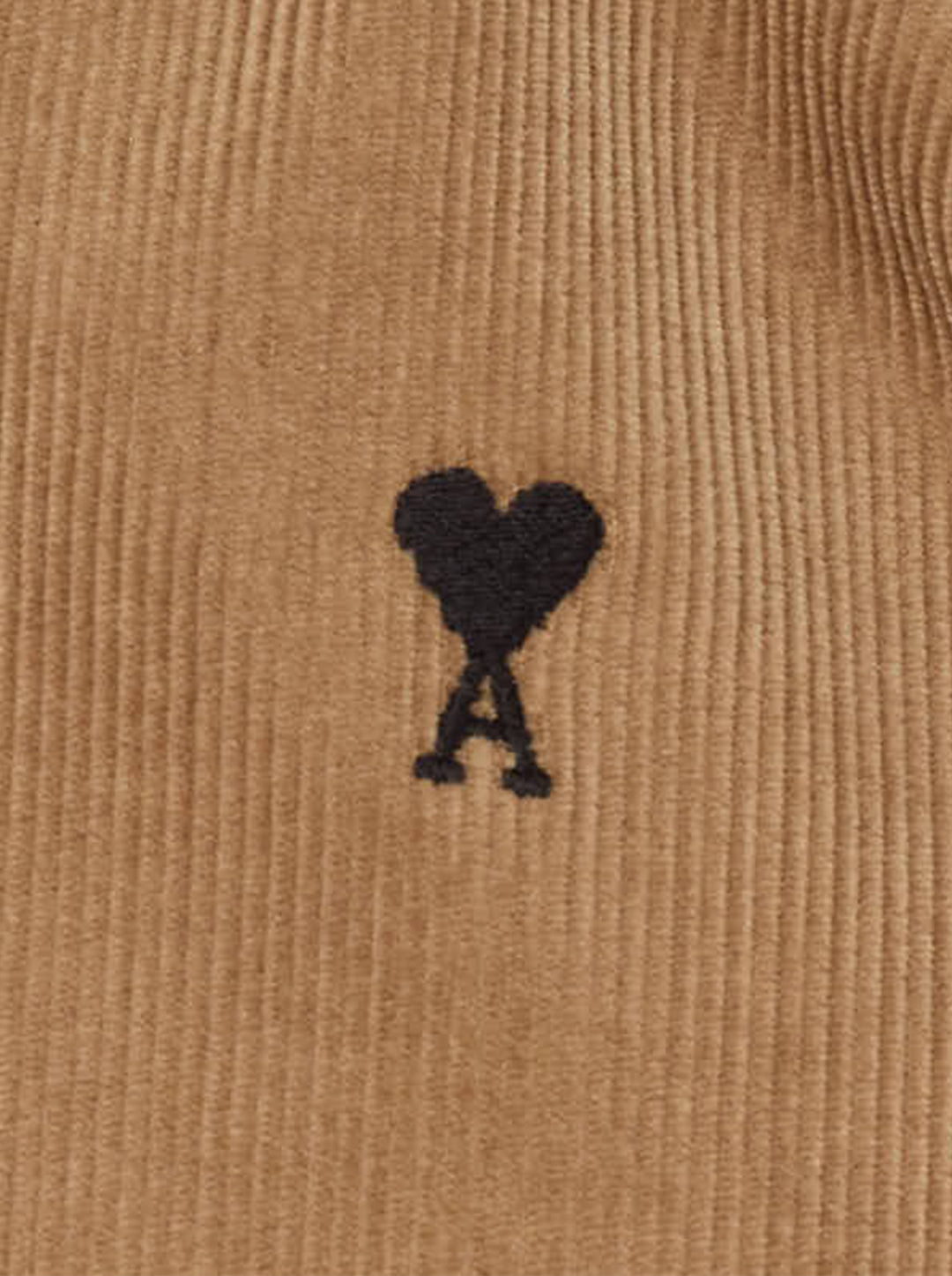 AMI Alexandre Mattiussi fine-wale corduroy button-down shirt in camel with embroidered Ami de Cœur logo at the chest and button-down collar - view 3