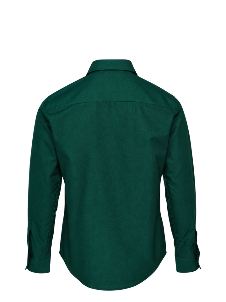 AMI Paris Ami de Cœur long sleeve Oxford shirt in forest green with button-down collar and tonal heart logo embroidery on the chest - view 2