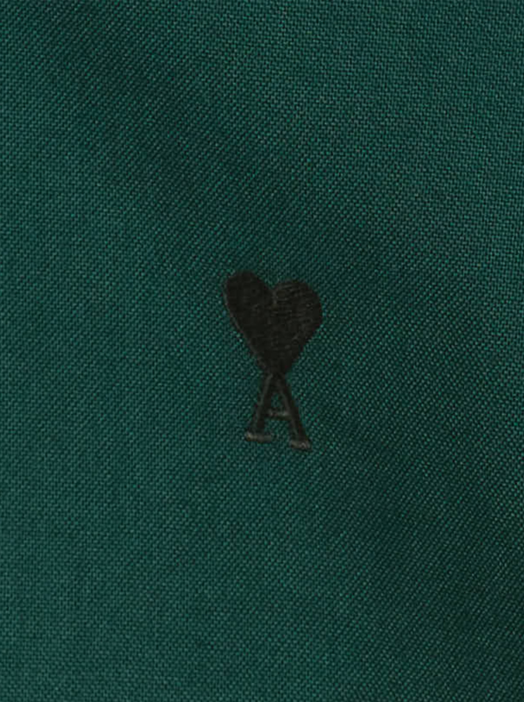 AMI Paris Ami de Cœur long sleeve Oxford shirt in forest green with button-down collar and tonal heart logo embroidery on the chest - view 3