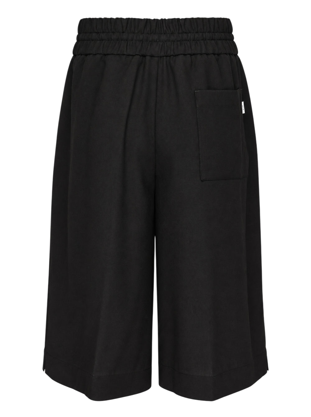 AMI Elasticated Large Bermuda Shorts in black with wide-leg silhouette, pressed creases, and elasticated drawstring waistband - view 2