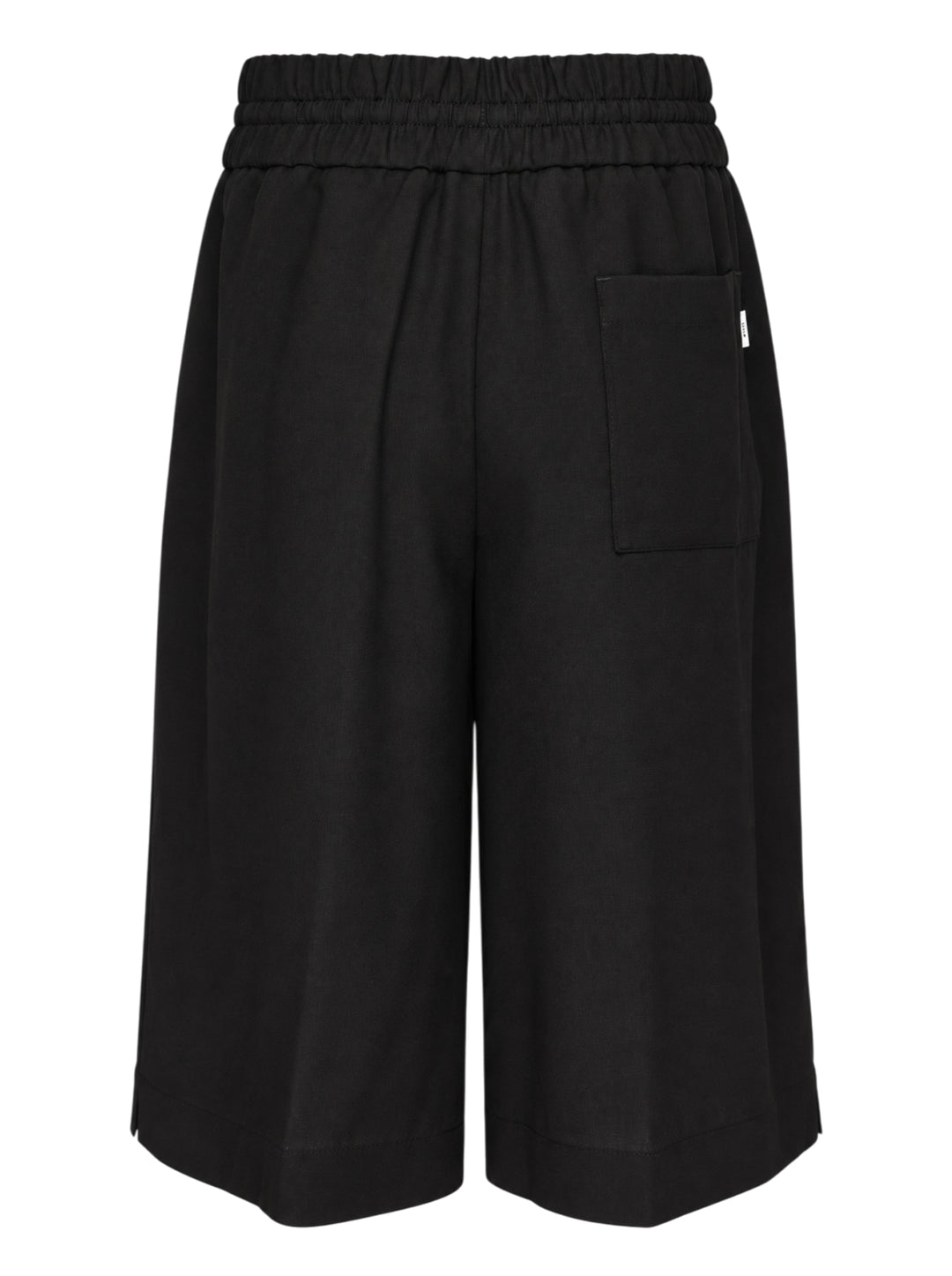 AMI Elasticated Large Bermuda Shorts in black with wide-leg silhouette, pressed creases, and elasticated drawstring waistband - view 2