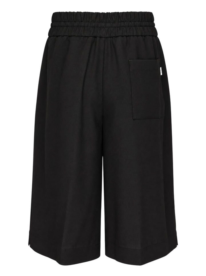 AMI Elasticated Large Bermuda Shorts in black with wide-leg silhouette, pressed creases, and elasticated drawstring waistband - view 2