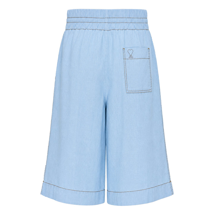Elasticated Wide-Leg Bermuda Shorts