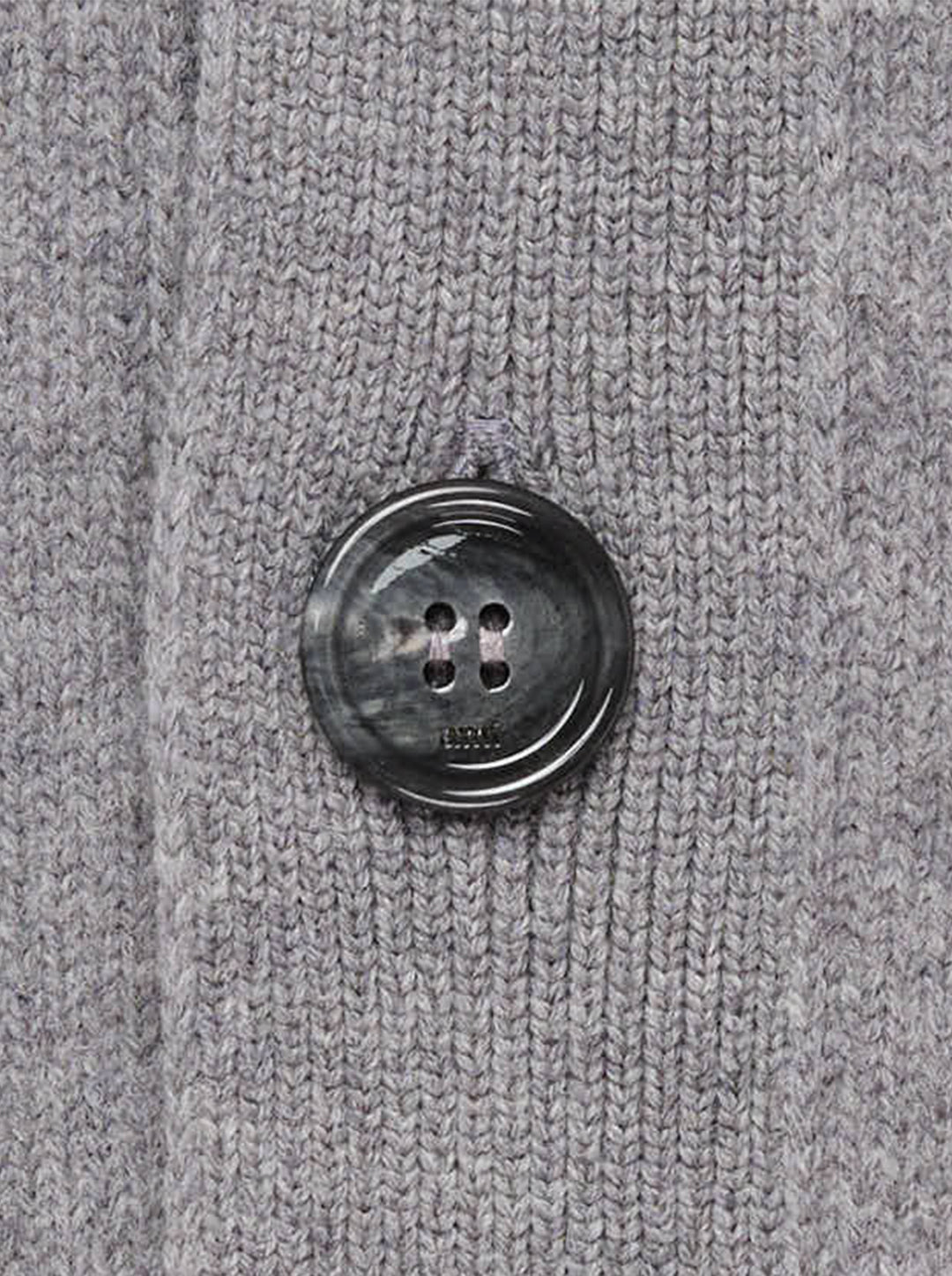 AMI grey crewneck cardigan with intarsia Ami de Cœur logo, button-front closure, ribbed trims, and hip patch pockets - view 4