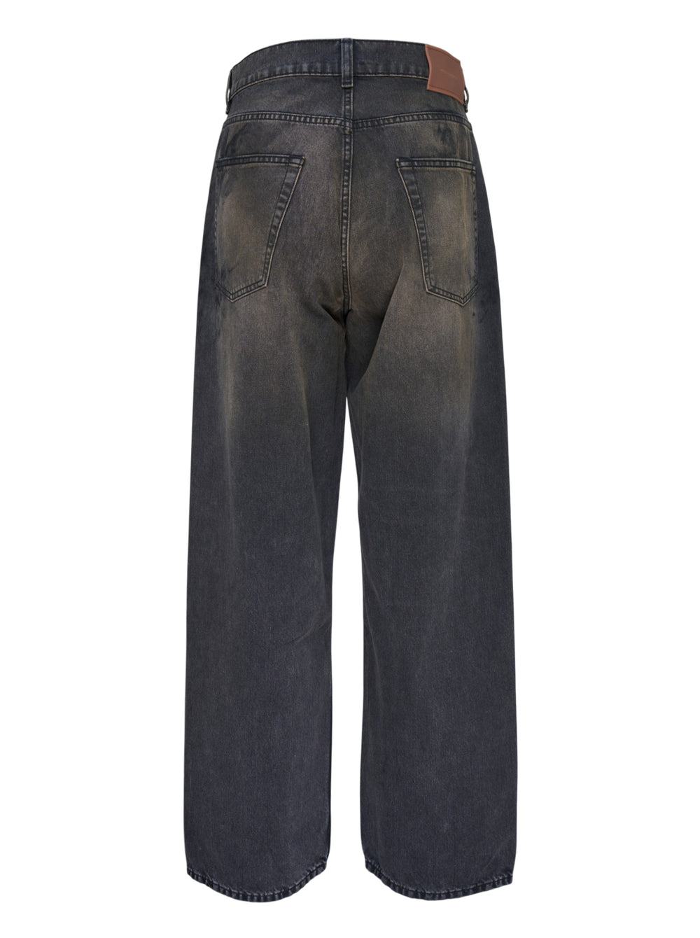 Our Legacy Vast Cut Jeans in washed black denim, featuring a wide-leg silhouette, high rise, copper rivets, and organic cloud-fade wash effect - view 2