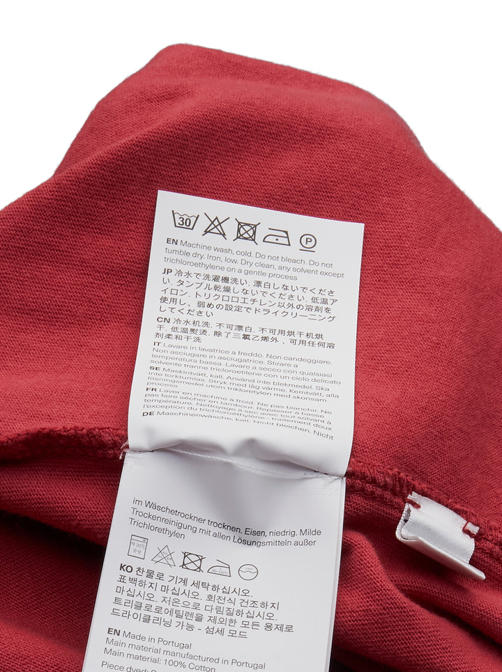 Our Legacy Box T-Shirt in pigment-dyed washed red, featuring a relaxed boxy fit, dropped shoulders, and a crew neckline with a woven brand label - view 3