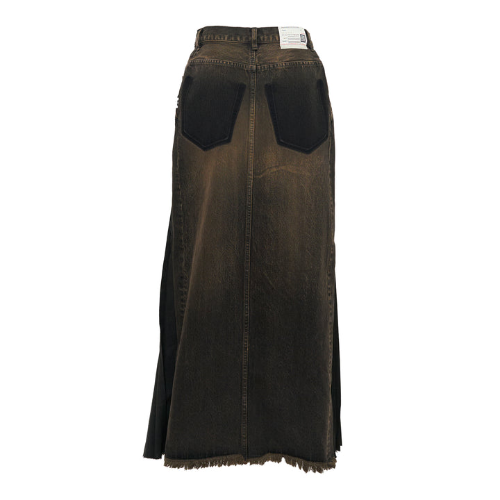 Combined Pleats Denim Skirt