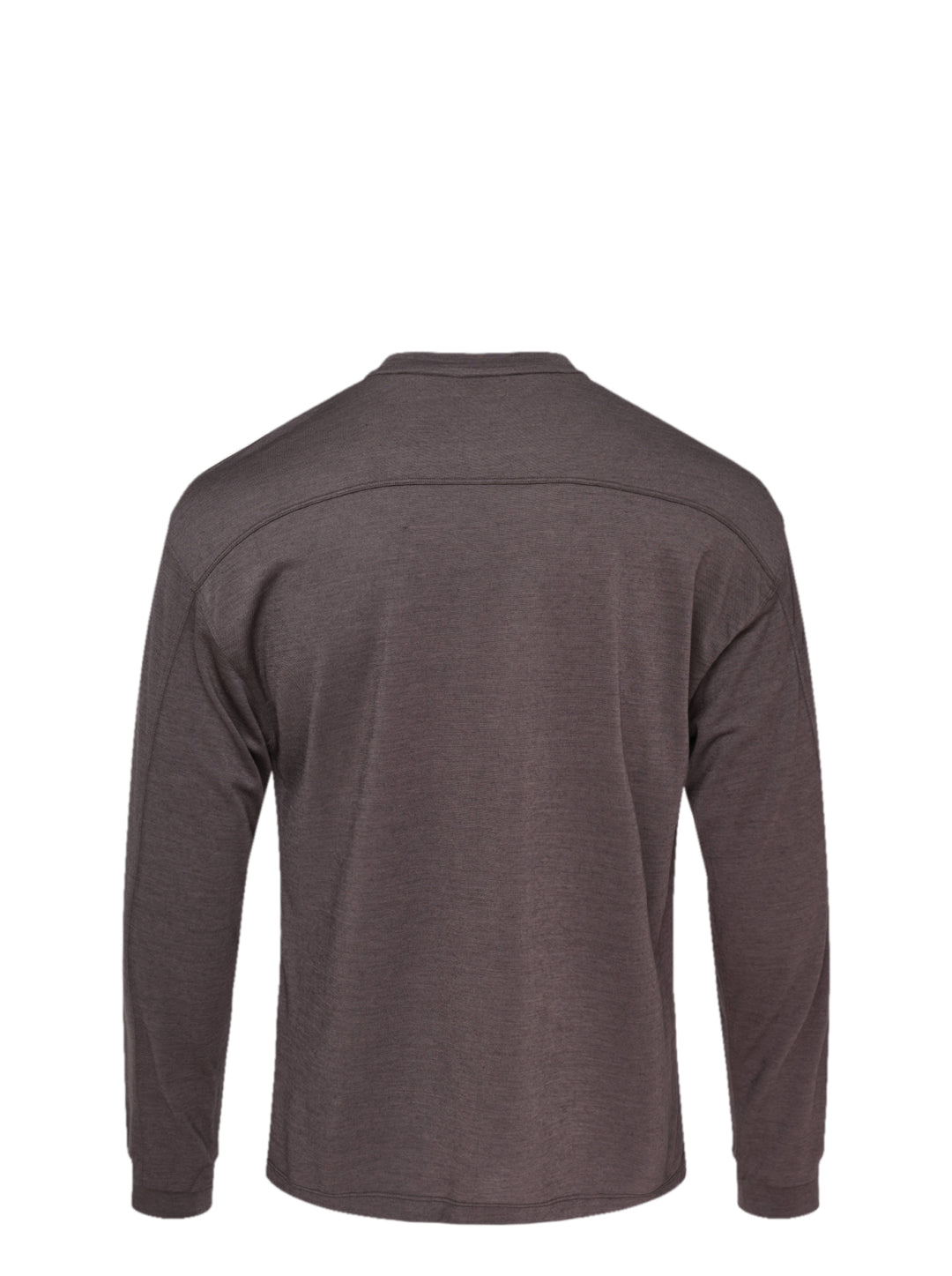 YOKE Cashmere Silk Jersey Long Sleeve Tee in heathered charcoal-brown, front view - view 2