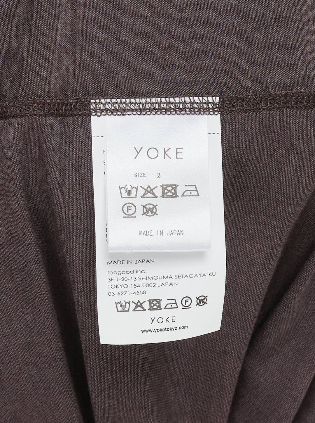 YOKE Cashmere Silk Jersey Long Sleeve Tee in heathered charcoal-brown, front view - view 3