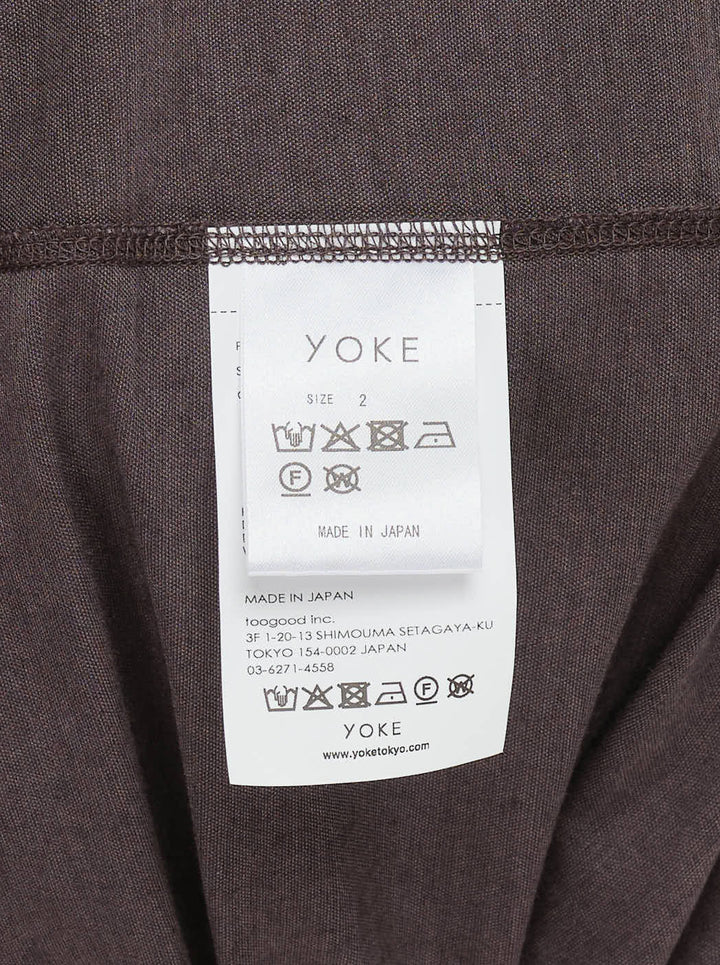 YOKE Cashmere Silk Jersey Long Sleeve Tee in heathered charcoal-brown, front view - view 3