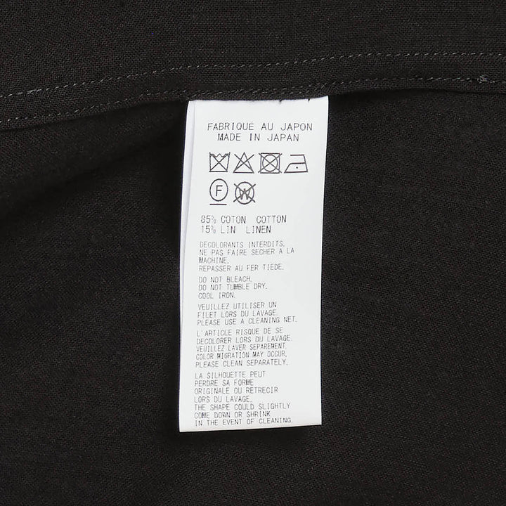 Yohji Yamamoto Spare Collar Long Sleeve Shirt in black, oversized fit with dual buttoned chest pockets and tonal button-through placket, front view on white background - view 3