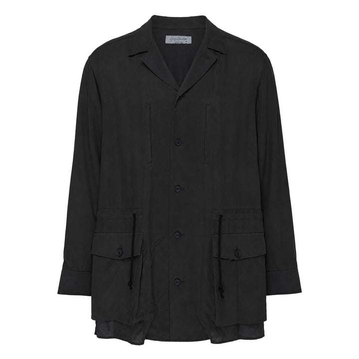 Open Collar Waist String Blouson