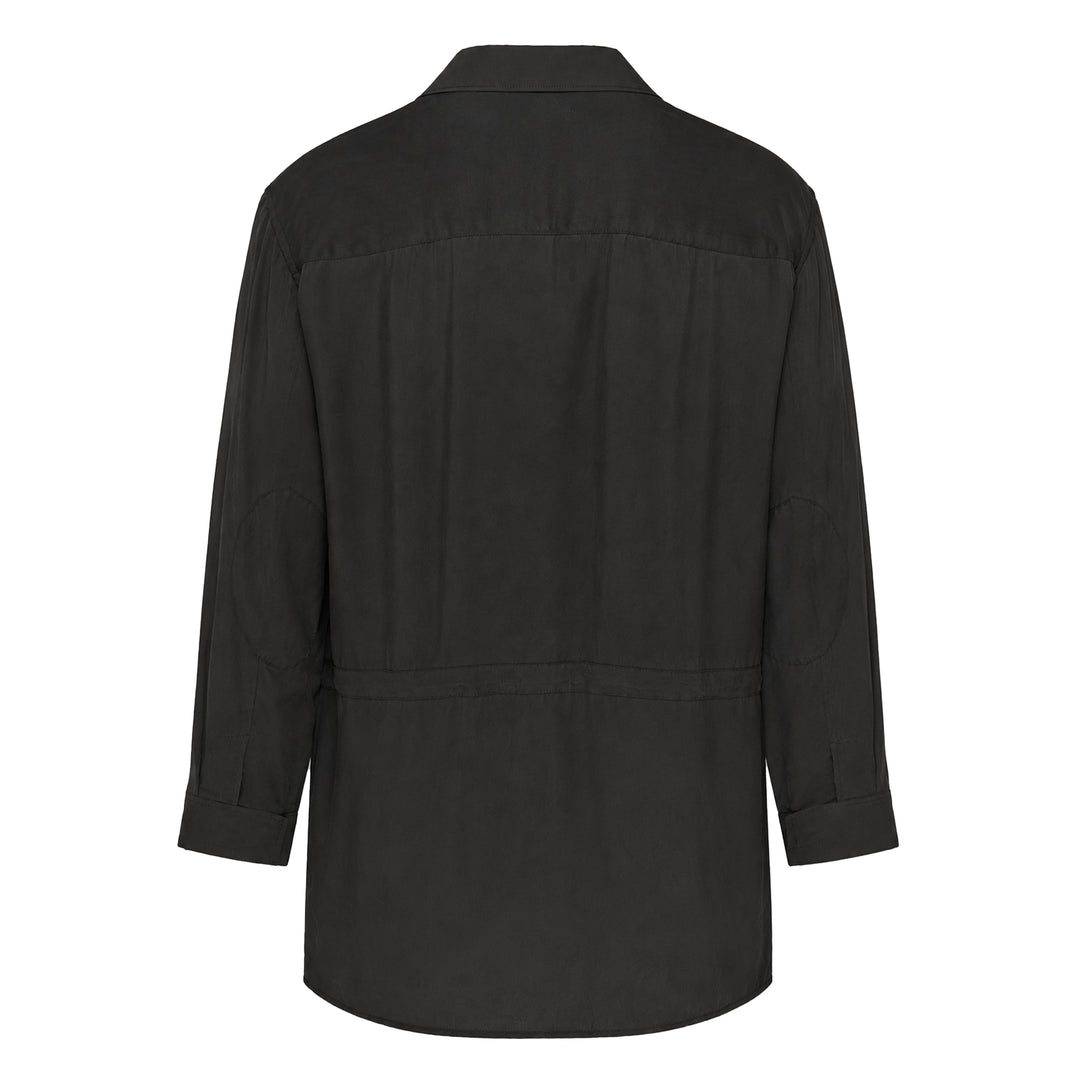 Open Collar Waist String Blouson