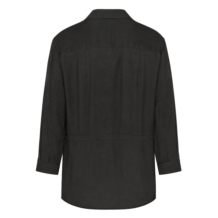 Open Collar Waist String Blouson