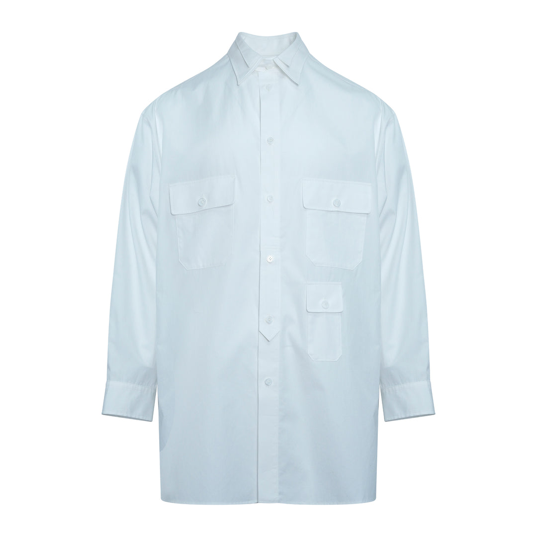 Pen Pocket Double Collar Long Sleeve Shirt