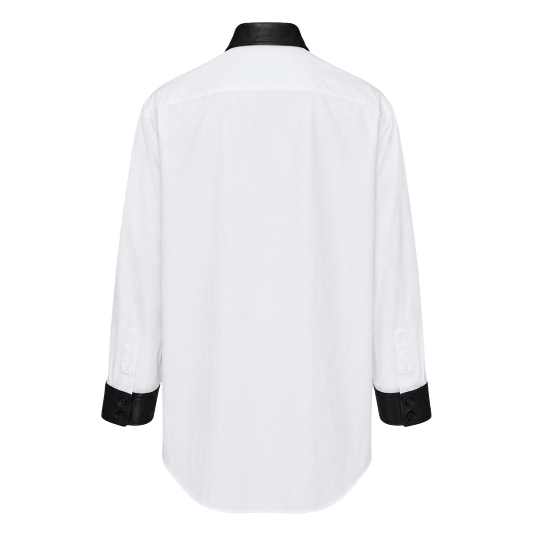 Leather Detail Long Sleeve Shirt