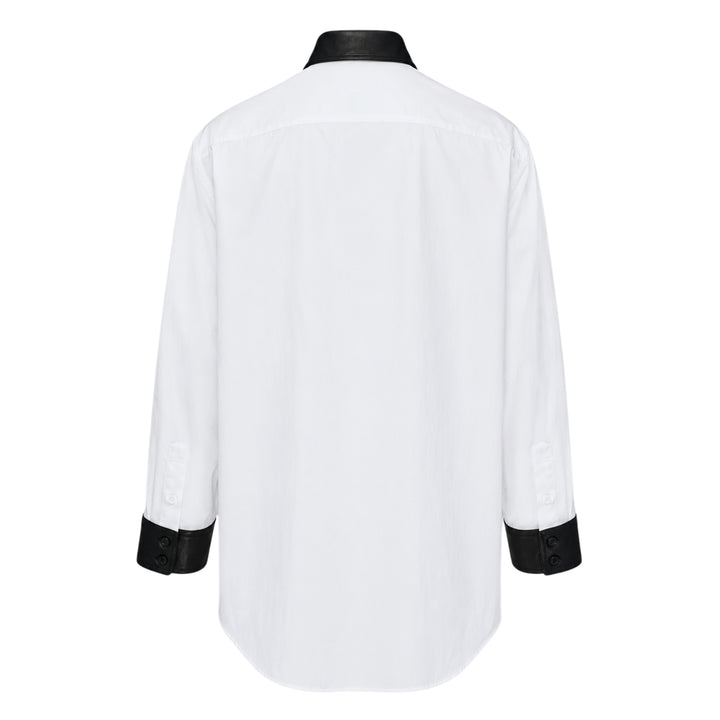 Leather Detail Long Sleeve Shirt