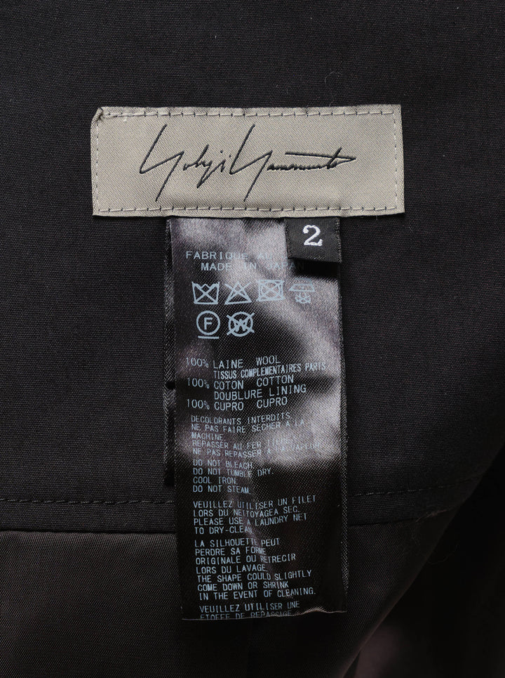 Yohji Yamamoto black pleated midi under skirt for kimono with a structured wide waistband, front view - view 3