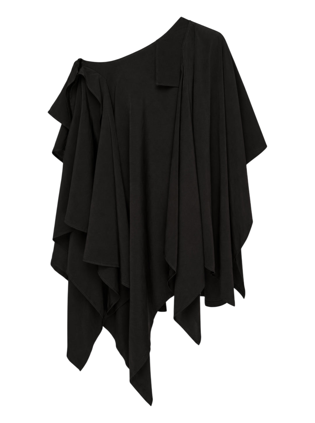 Yohji Yamamoto black asymmetric draped skirt with layered flowing panels and handkerchief hem - view 2