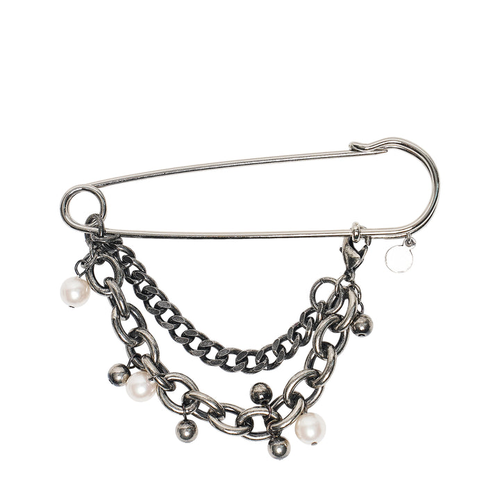 Pearl Chain Safety Pin Brooch