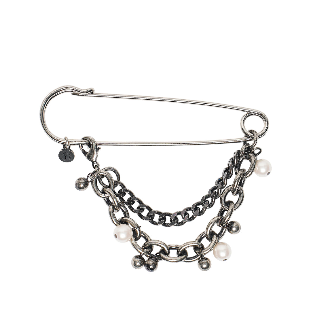 Pearl Chain Safety Pin Brooch