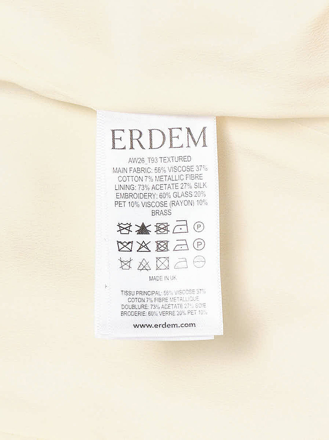 Erdem cream satin sleeveless top with floral crystal embellishment and long black satin ribbon straps at the shoulders - view 3