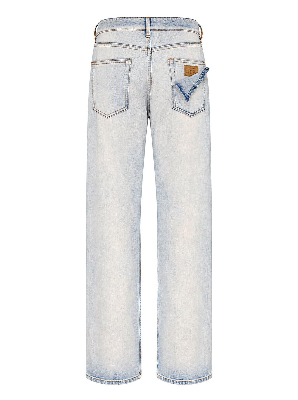 MM6 Maison Margiela high-rise straight-leg jeans in light bleached blue denim with five-pocket styling and contrast topstitching - view 2