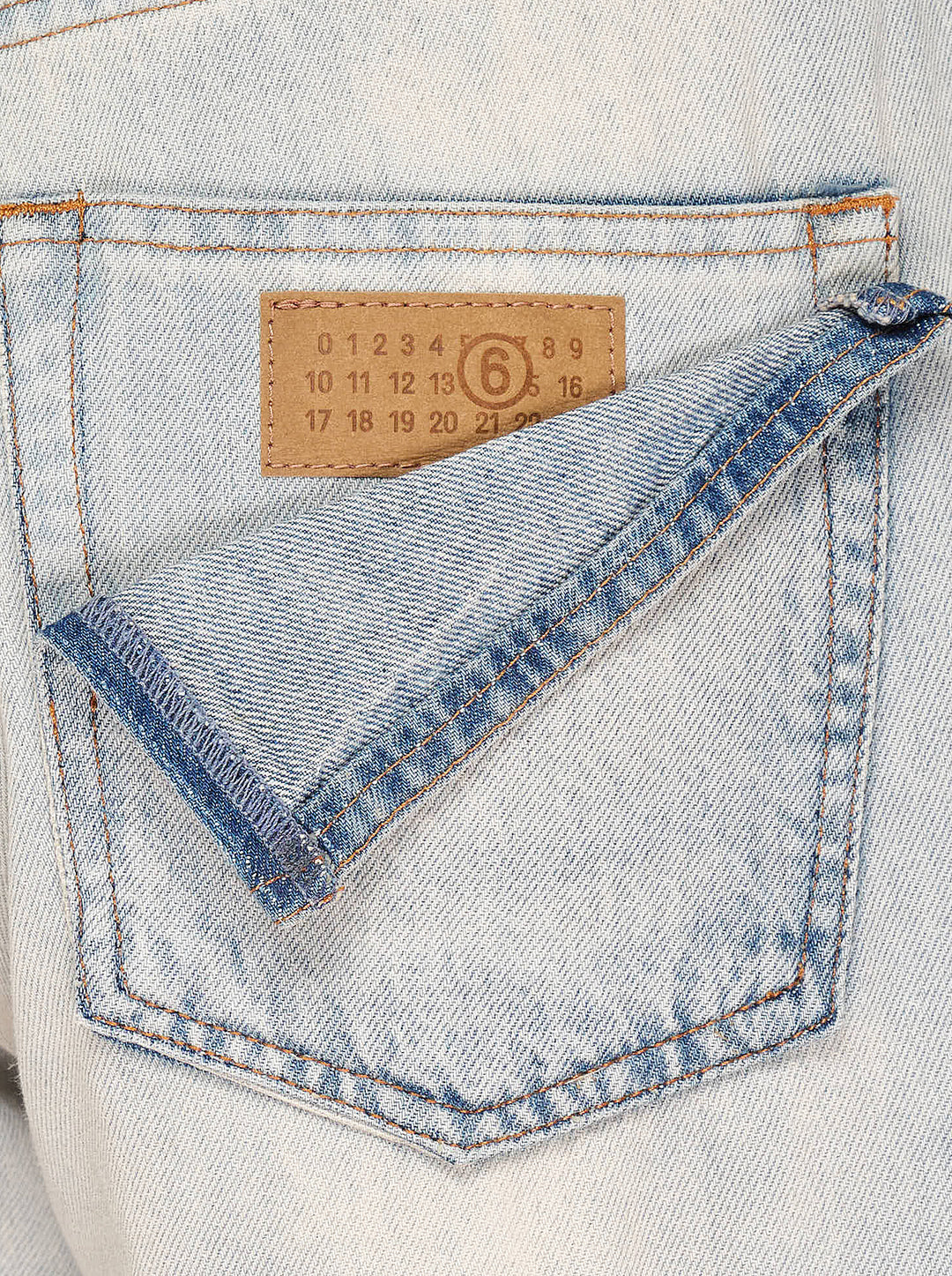 MM6 Maison Margiela high-rise straight-leg jeans in light bleached blue denim with five-pocket styling and contrast topstitching - view 3