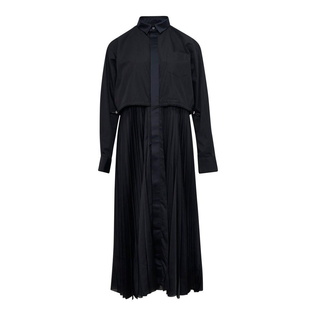 Poplin x Satin Pleated Dress