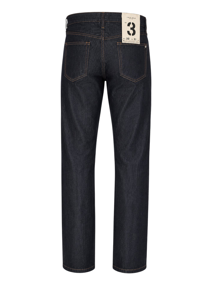 rag & bone Fit 3 Raw Stretch Jeans in dark indigo with contrast amber topstitching and straight-leg silhouette, front view - view 2