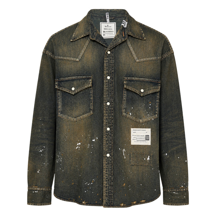 Flatted Collar Long Sleeve Denim Shirt
