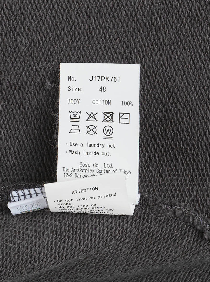 Washed charcoal Maison MIHARA YASUHIRO zip-up hoodie with colourful kids' doodle prints of a dinosaur, strawberry and stars and 'Don't Tag Me' lettering - view 6