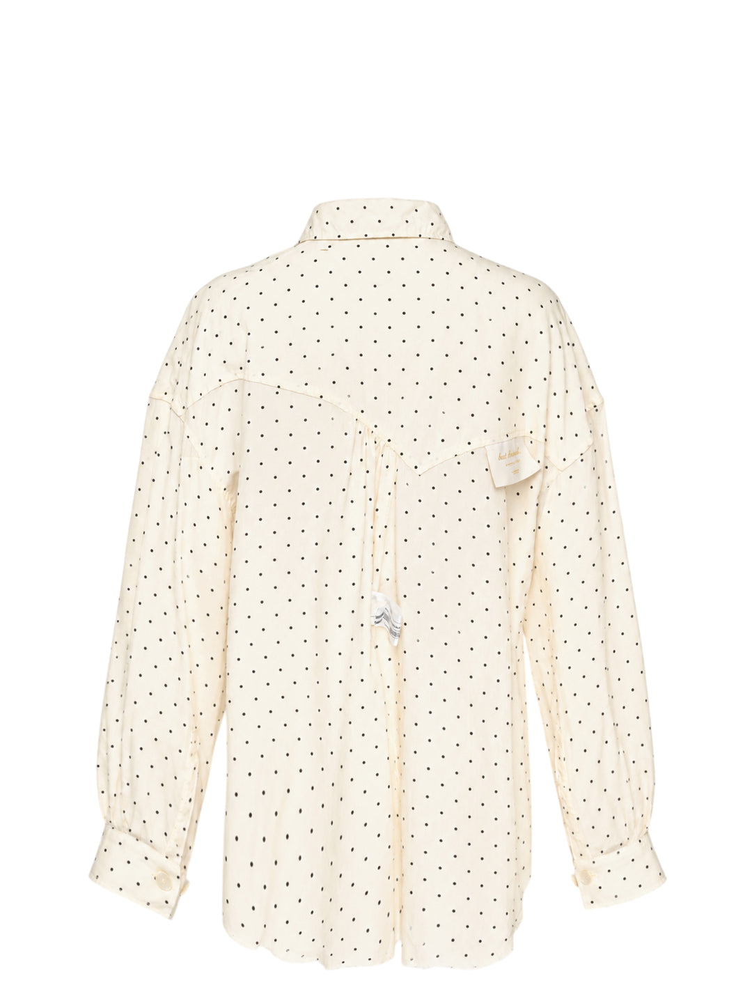 Undercover Asymmetrical Polka Dot Blouse in cream with black dots, featuring western yoke, flap chest pockets and button-down front - view 2