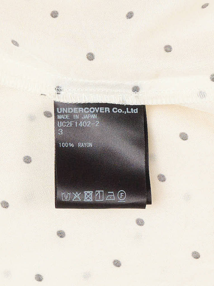 Undercover Asymmetrical Polka Dot Blouse in cream with black dots, featuring western yoke, flap chest pockets and button-down front - view 4