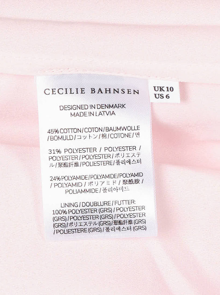 Cecilie Bahnsen Coranita sleeveless midi dress in blush pink floral-embroidered lace with an A-line silhouette and scalloped handkerchief hem - view 3