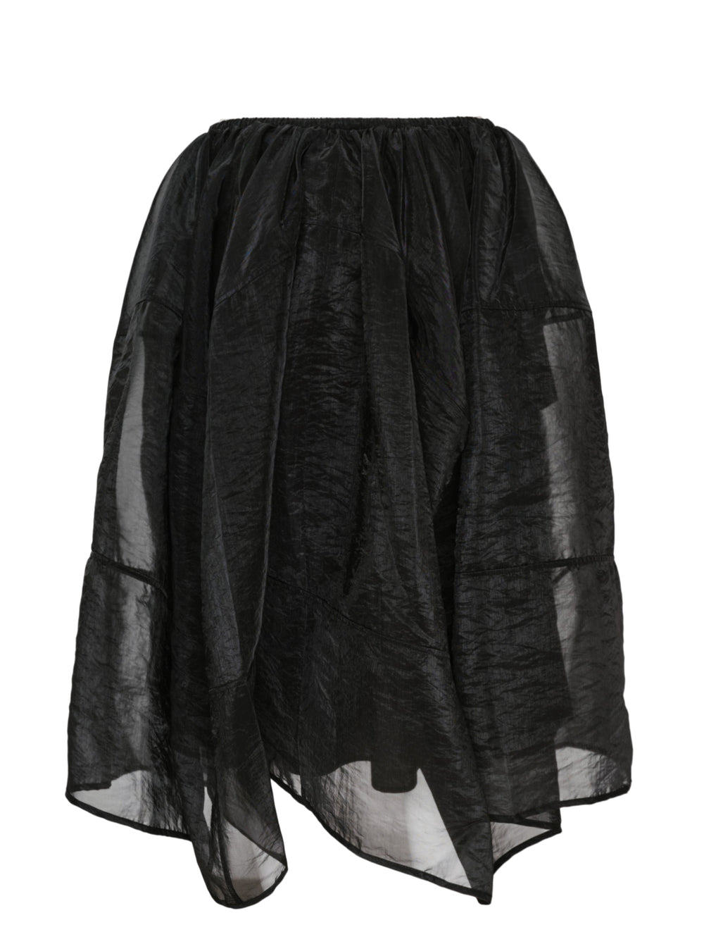 Cecilie Bahnsen Liquid Myrtia Skirt in black crinkled organza with gathered elasticated waistband, voluminous balloon silhouette, and layered sheer asymmetric hem - view 2