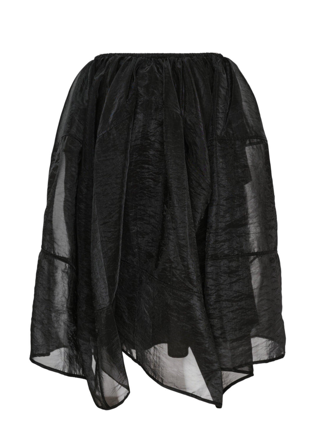 Cecilie Bahnsen Liquid Myrtia Skirt in black crinkled organza with gathered elasticated waistband, voluminous balloon silhouette, and layered sheer asymmetric hem - view 2