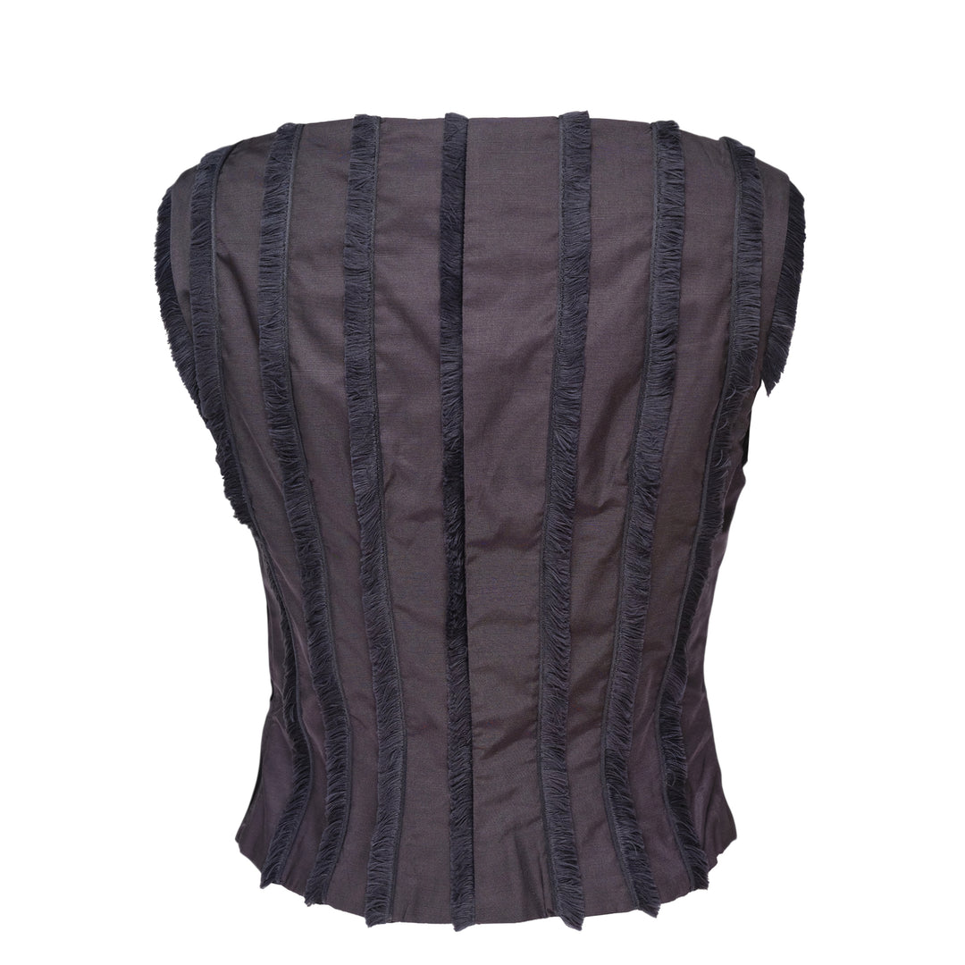 Thread Fringe Boat Neck Top