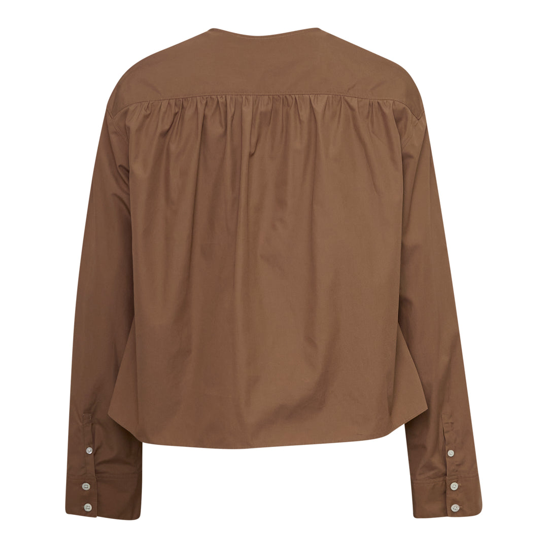Gathered Poplin Studded Blouse