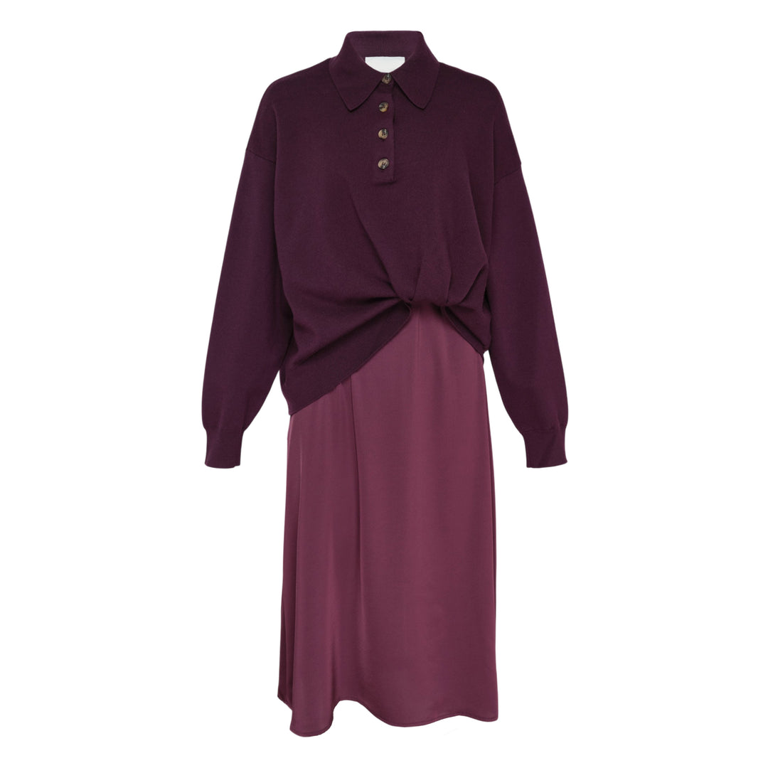 Ultrafine Merino Long Sleeve Polo Midi Dress