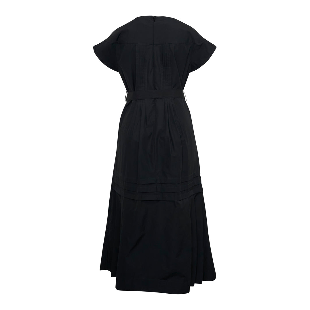 Pleated Poplin Midi Dress