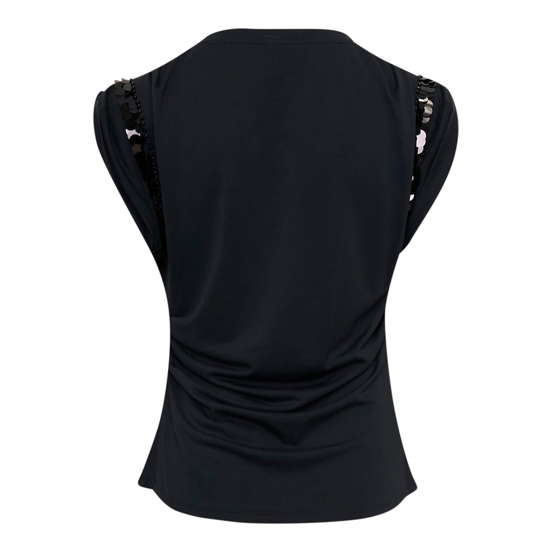 Embellished Draped Jersey Top