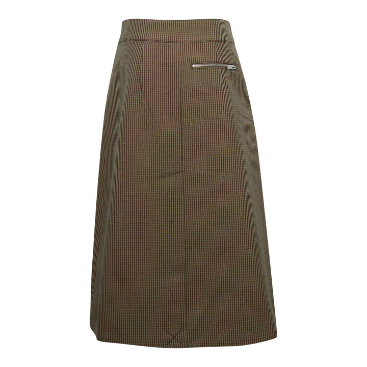 Pleated Tweed Midi Skirt