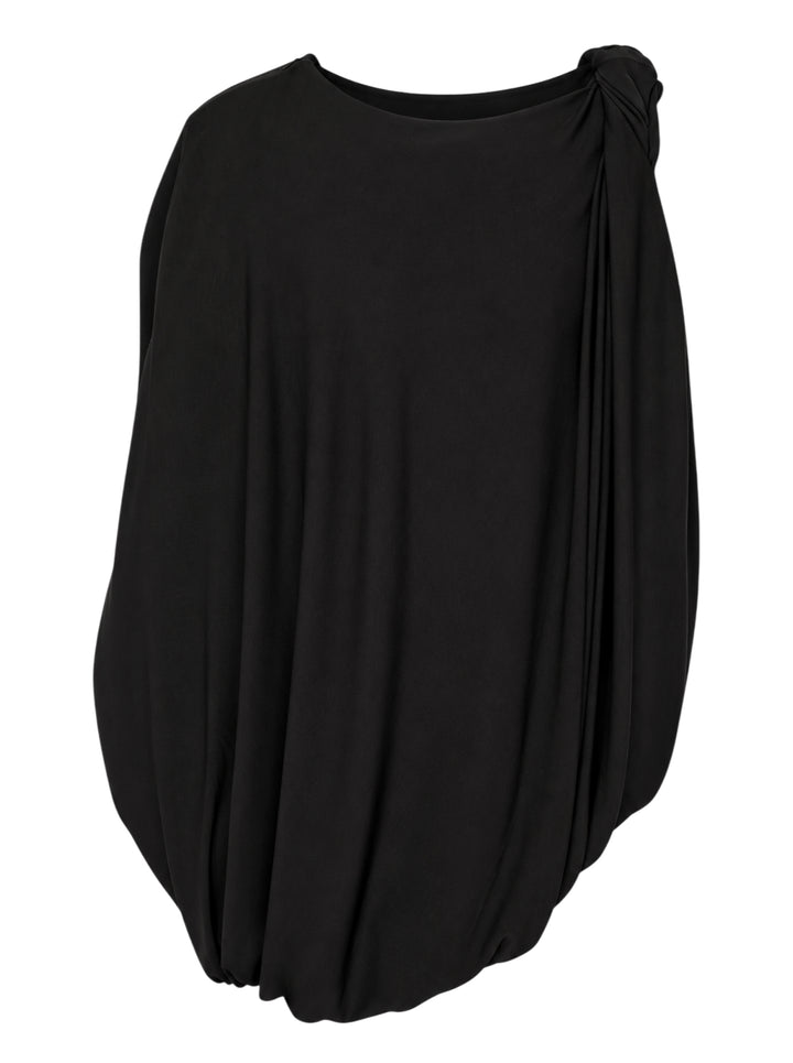 Alexander Wang black asymmetric draped top with twisted waist detail and side cut-out - view 2
