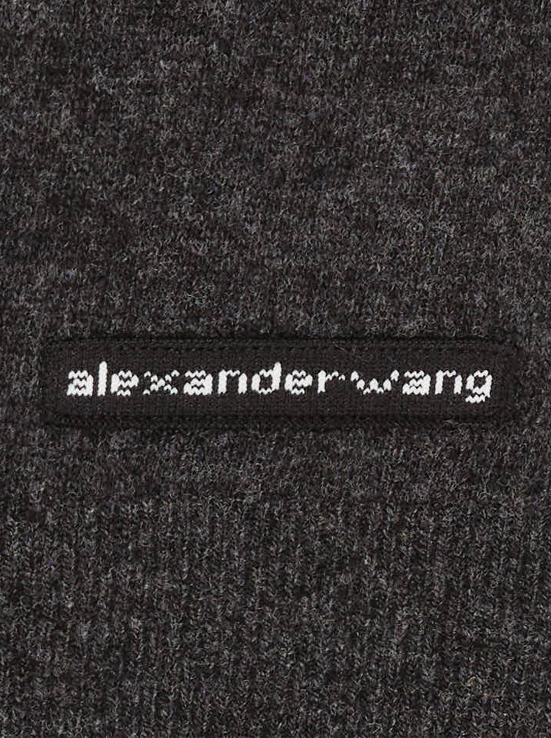 Alexander Wang pre-styled slip dress with off-shoulder charcoal knit sweater layered over a black satin slip with lace hem - view 3
