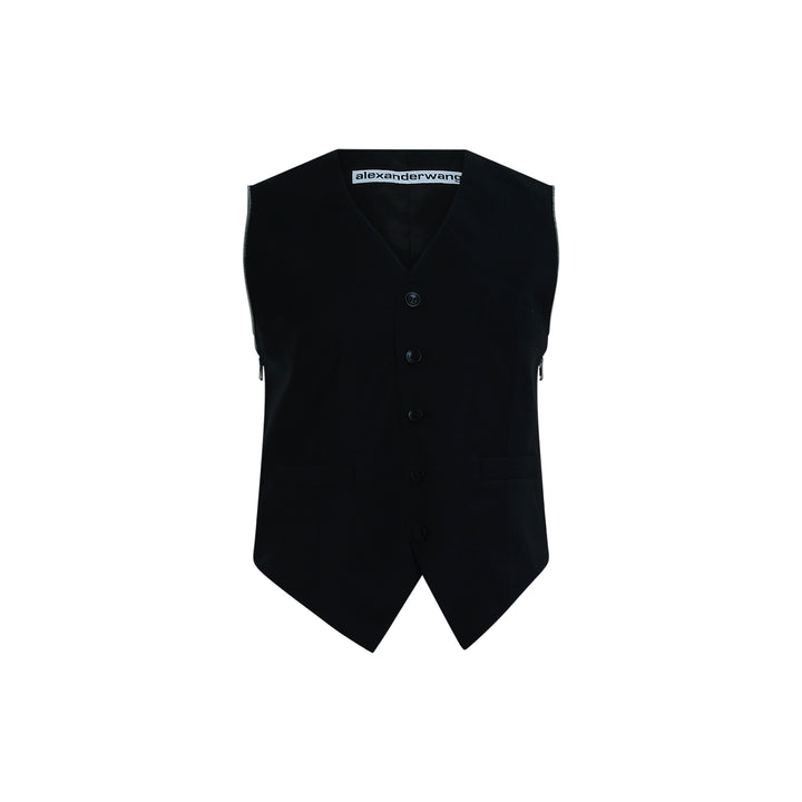 Fitted Tailored Vest with Loop Zip