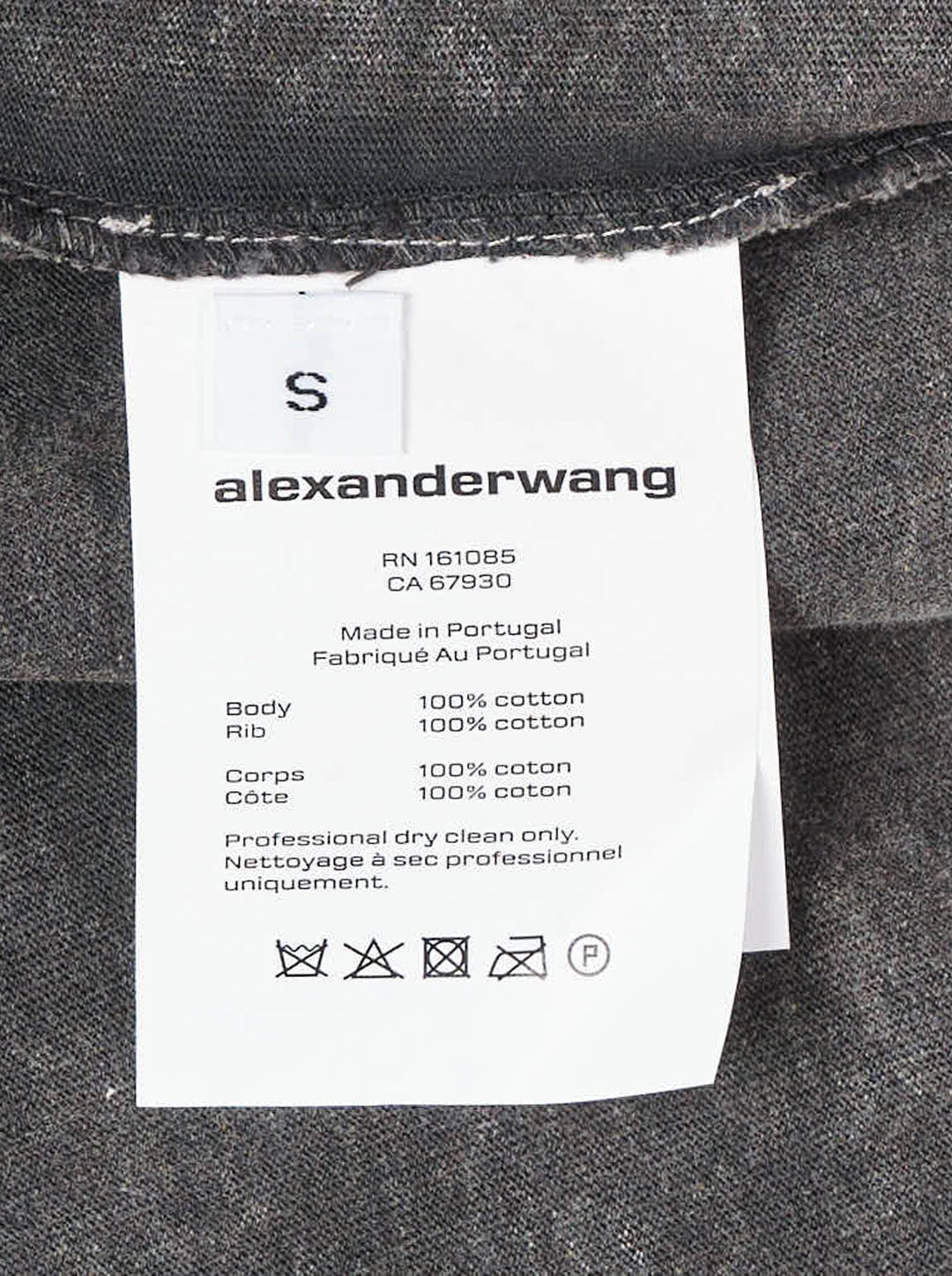 Alexander Wang short sleeve tee in washed grey with a printed shadow pocket and wordmark on the chest - view 4