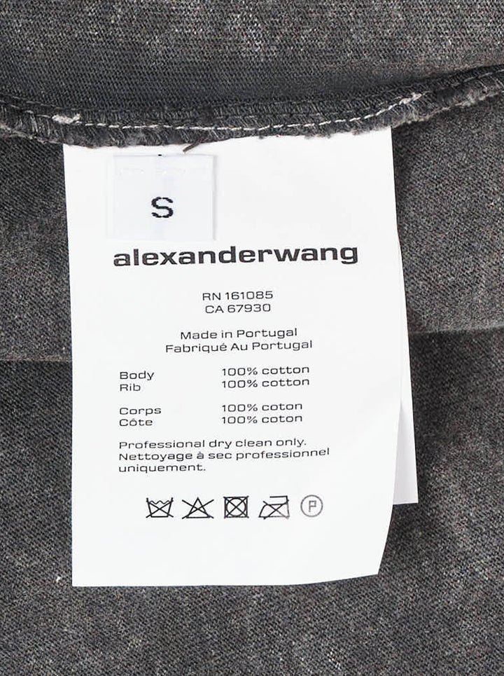 Alexander Wang short sleeve tee in washed grey with a printed shadow pocket and wordmark on the chest - view 4