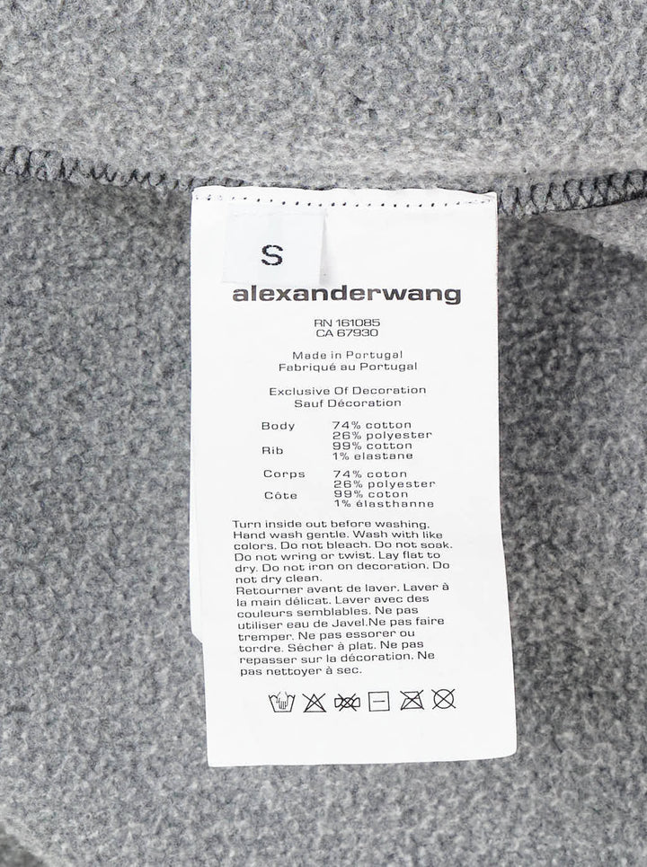 Alexander Wang washed black oversized hoodie with vertical holographic AW flasher graphic and alexanderwang New York logo print on the chest - view 4