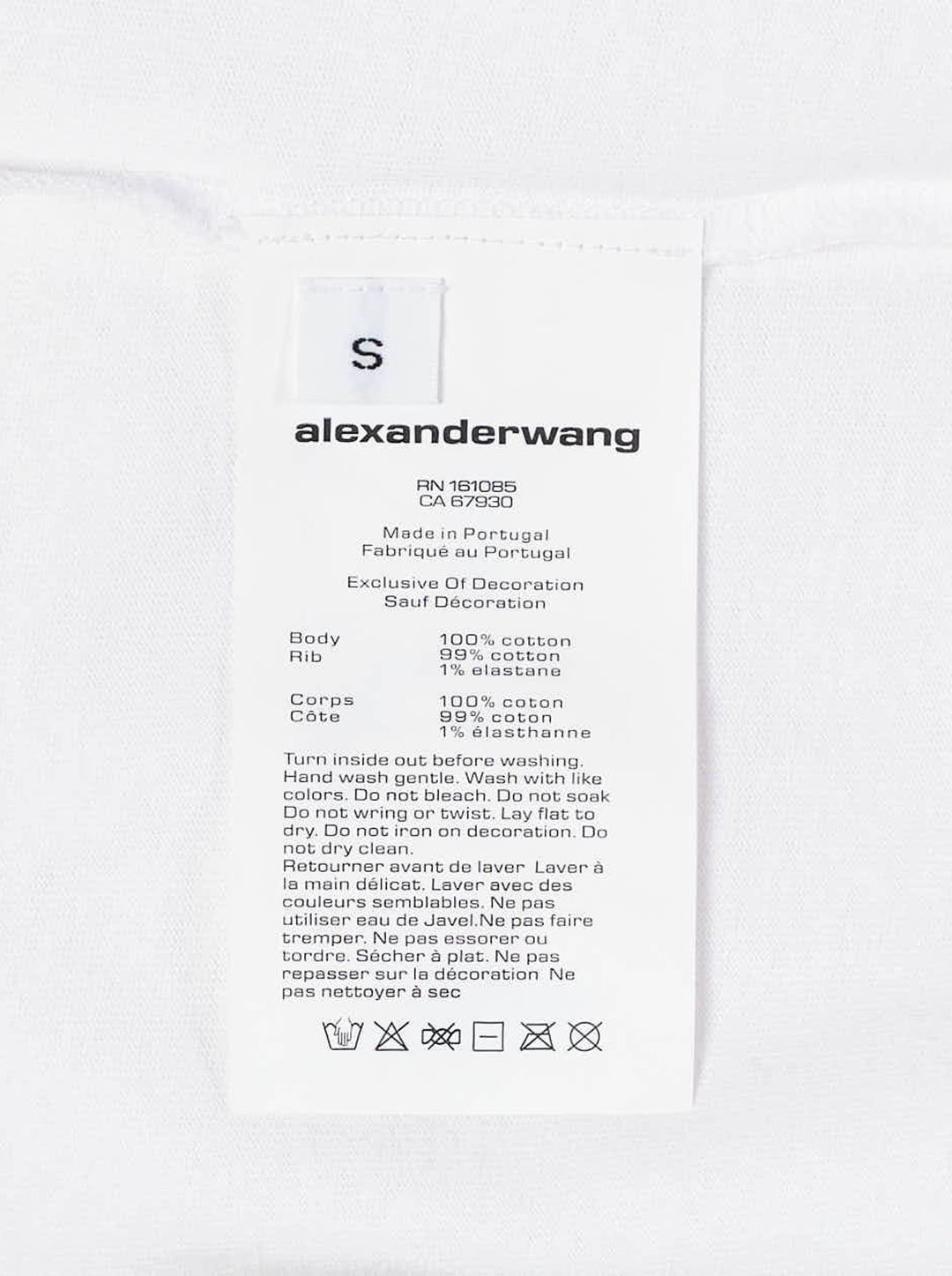 White oversized short sleeve tee by Alexander Wang with a vertical grey AW flasher graphic and logo print on the chest - view 5